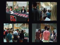 Students at information tables